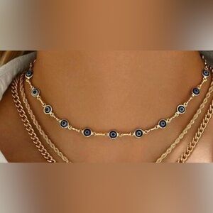 Gold plated evil eye choker necklace